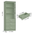 thumbnail image 2 of Homfa 2 Set of Green Bookcases, 71" Tall Bookcase with 3 Drawers, 3 Tier Wooden Bookshelf for Living Room Home Office, 2 of 7