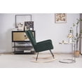 thumbnail image 3 of Rocking Chair Nursery with Solid Wood Frame, Teddy Upholstered Fabric Glider Rocker, Comfy High Back Lounge Chair with Soft Padded for Living Room, Nursery, Bedroom, Emerald, 3 of 9