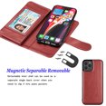 thumbnail image 4 of Takfox iPhone 12 Case, iPhone 12 Pro Case Cover 9 Card Holder PU Leather Kickstand Wrist Strap Protective Wallet Case for Women Apple iPhone 12/12 Pro 6.1 inch (2020), Wine Red, 4 of 6