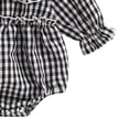 thumbnail image 7 of Baby Girl Plaid Bubble Romper Long Sleeve Ruffle Bodysuit Fall Winter Outfit 6-12 Months 12-24 Months Baby Black,0-3 Months, 7 of 7