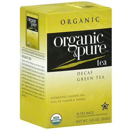 Organic & Pure décaféiné Thé vert, 18BG (Pack de 6)