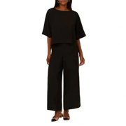 Adrianna Papell Women's Two-Piece Set Black Wide-Leg Pants & Top, Size L