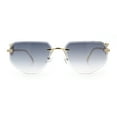 thumbnail image 3 of Cheetah Ring Jewel Arm Rimless Rectangular Bevel Lens Sunglasses Gold - Smoke, 3 of 8