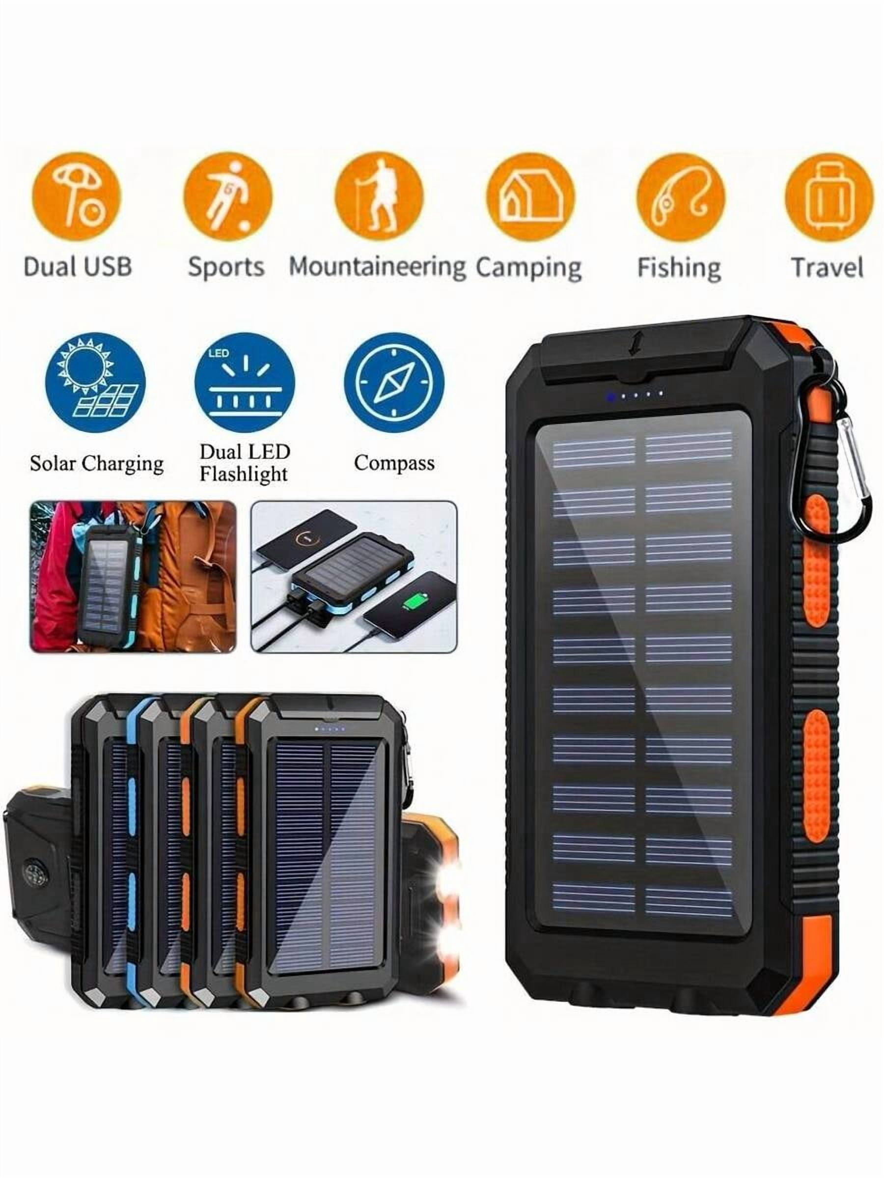 10000mAh Solar Charger Power Bank - Portable Solar Panel Charger with QC3.0 Dual USB - For Phones & Devices, Travel/Camping - LED Flashlight, Great Festival Gift