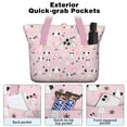 thumbnail image 2 of Tote Bag for Women - Pink Christmas Tree Pattern Shoulder Bag - Large Utility Work Duffle Bag with Zipper Handbag for Travel, Work, Sprots, 2 of 5
