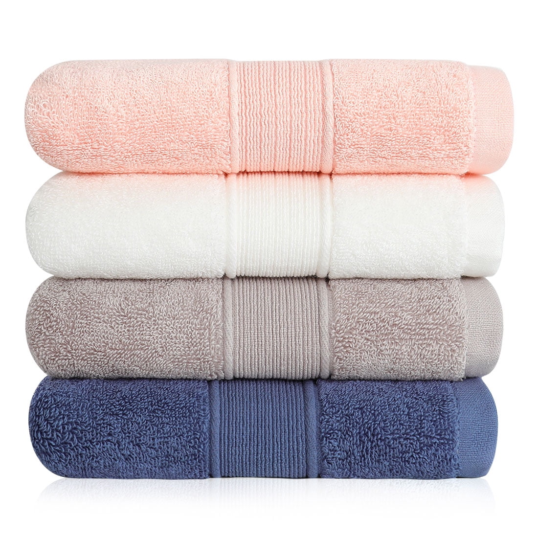 Unique Bargains 2-Pack 100% Cotton Soft Drying Hand Face Towels Navy Blue