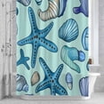 thumbnail image 2 of Ocean Creature Bathroom Shower Curtain, Conch Shell Blue Sea Starfish Cartoon Waterproof Washable Soft Bath Curtain for Bathtub Decor with 12 Hooks&Grommet, 36x78 Inch, 2 of 9