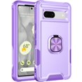 thumbnail image 1 of SaniMore for Google Pixel 7A Multi-Functional Case, 3-Layer Protection Magnetic Cover Support Car Mount & 360° Rotatable Metal Ring Kickstand Full Body Shockproof Protective Shell, Purple, 1 of 7