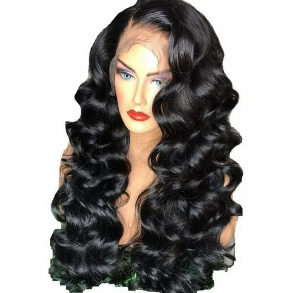 Wig with Bangs, Wigs for Women, Center Parted Big Long Curly Wig Fluffly Long Hair In Europe And The United States Africans Chemical Fiber Headgears