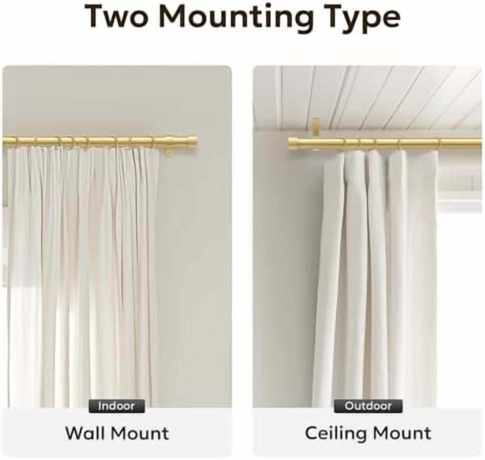 Curtain Rods for Windows 32 to 72, Brushed Gold Curtain Rod, Adjustable 1 Inch Heavy Duty Outdoor/Indoor Modern Drapery Pole, 32"-72"