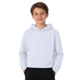 thumbnail image 3 of Breezora Kids Solid Color Pullover Hoodie Lightweight Long Sleeve Sweatshirt Cozy Everyday Top for Boys and Girls 160 Size White, 3 of 9