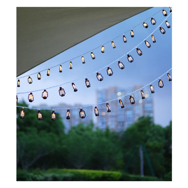Lámpara de queroseno en miniatura Jadeshay Cadena de luces LED negras con forma de farol