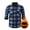 Blue, variant on Men Plaid Fleece Shirt Flip Collar Button Long Sleeve Jacket Regular Fit Buffalo Checkered Top with Pockets