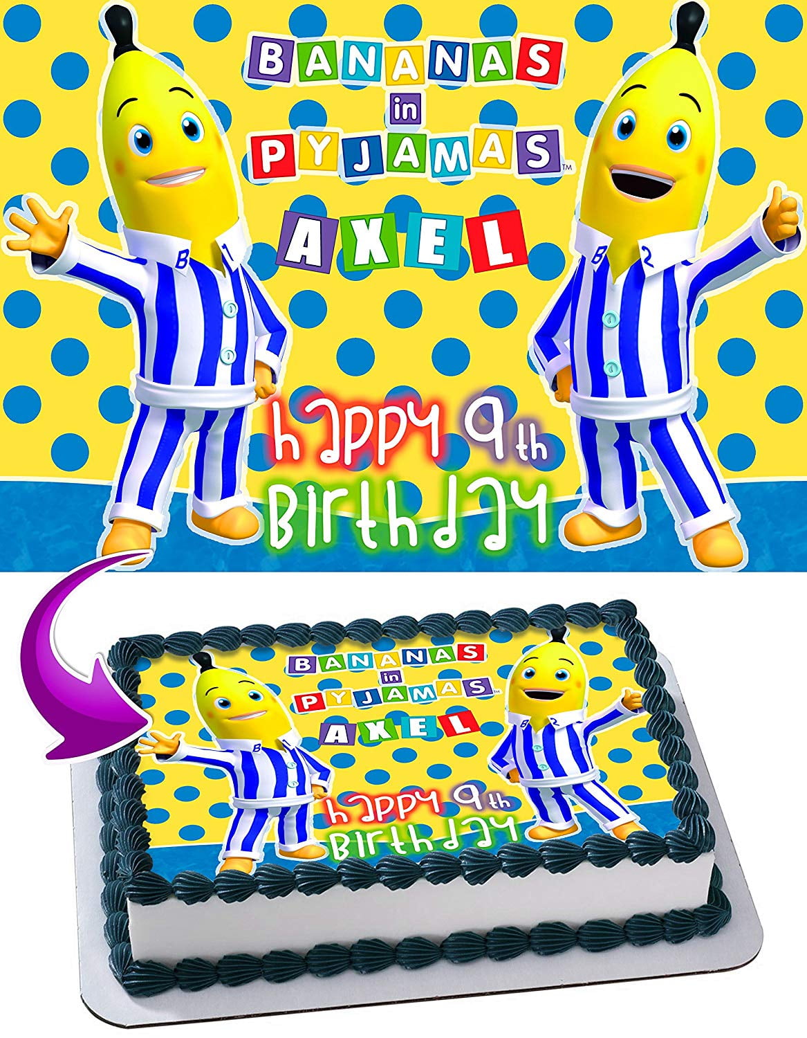 Høne anden fusionere Bananas in Pyjamas Edible Cake Image Topper Personalized Picture 1/4 Sheet  (8"x10.5") - Walmart.com