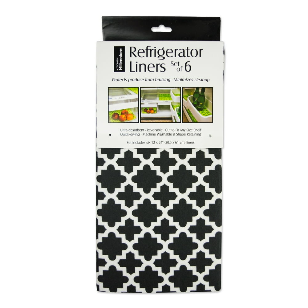 Set of 6 Black Refrigerator Liner Rolls 12" x 24"