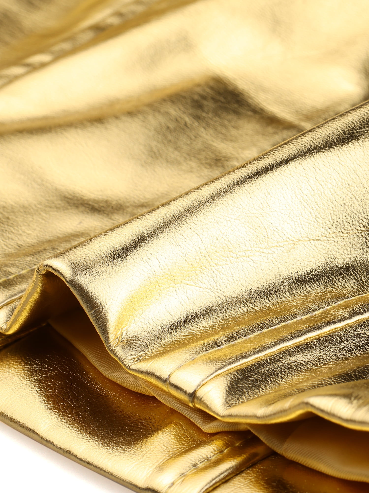 DARING DIVA Women's Crop Jacket Sleeveless Holographic Metallic Vest XL Gold