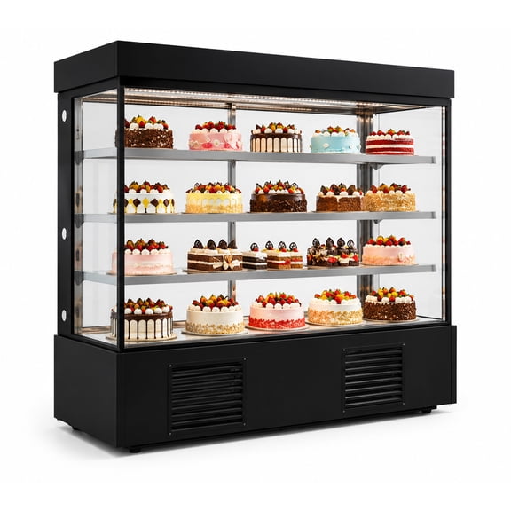 78" Commercial 4-Sided Glass Refrigerated Bakery Display Case, Luxury Cake Showcase Refrigerator, NSF Certified