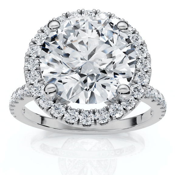 Pompeii 3 1/2Ct Diamond Halo Lab Grown Engagement Ring in White, Yellow or Rose Gold