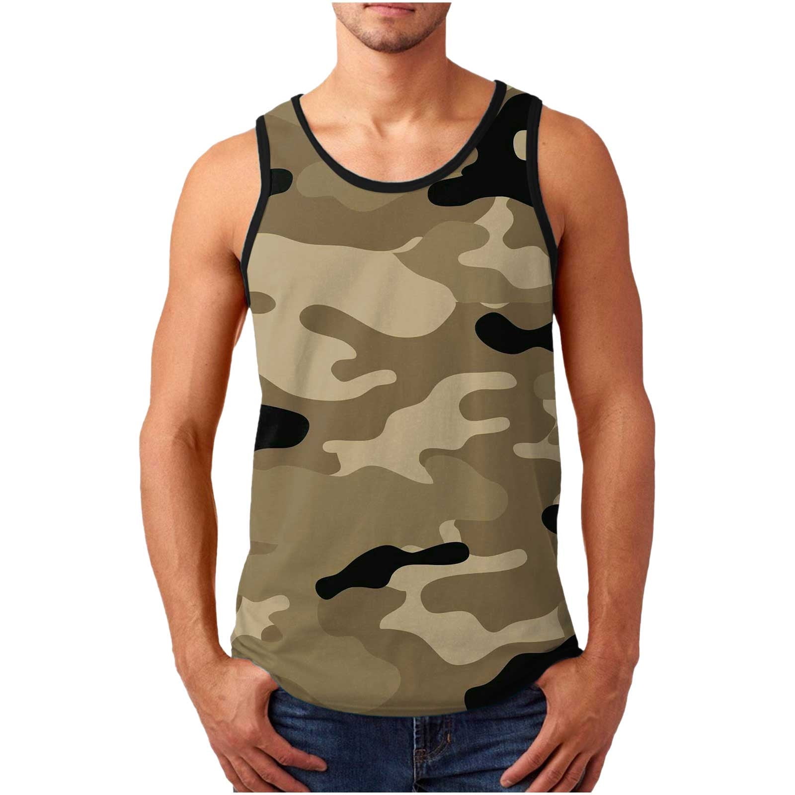 Men's Vest Tops Summer Camouflage Casual Vest Fashion Sleeveless Tops Workout 