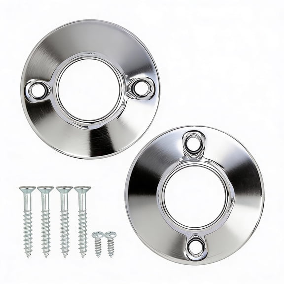 Shower Rod Flange Kit for 1” OD Straight Shower Rods, Chrome Steel, Exposed Screw, Sold as Pair