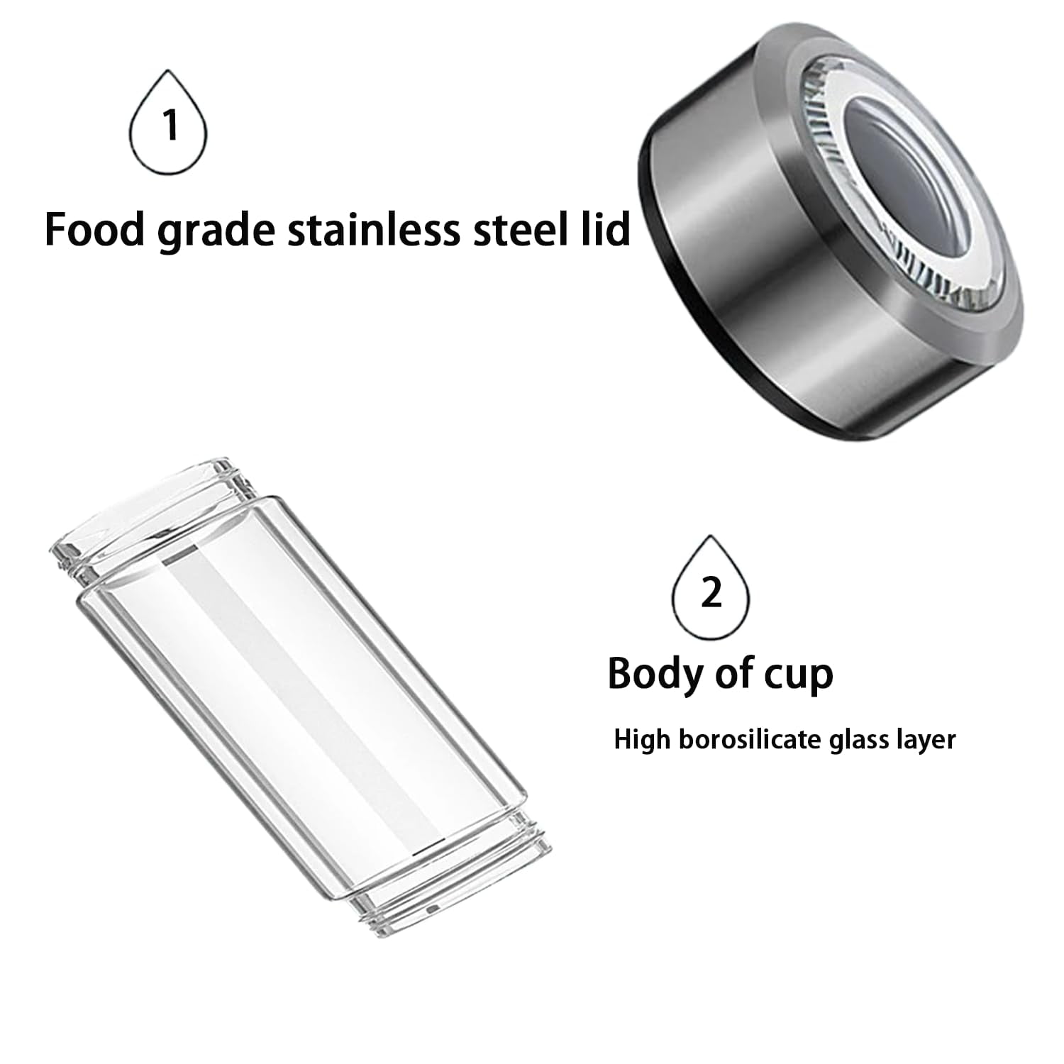 Hydrogen Water Bottle, 2024 Portable Hydrogen Water Machine, Hydrogen Water Bottle Generator, Hydrogen Water Ionizer Glass Cup for Home Travel (Silver)