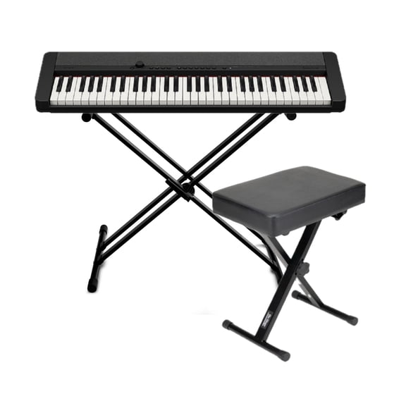 Casio Casiotone CT-S1 61-Key Touch Response Portable Keyboard (Black) Bundle with Stand and Bench (3 Items)