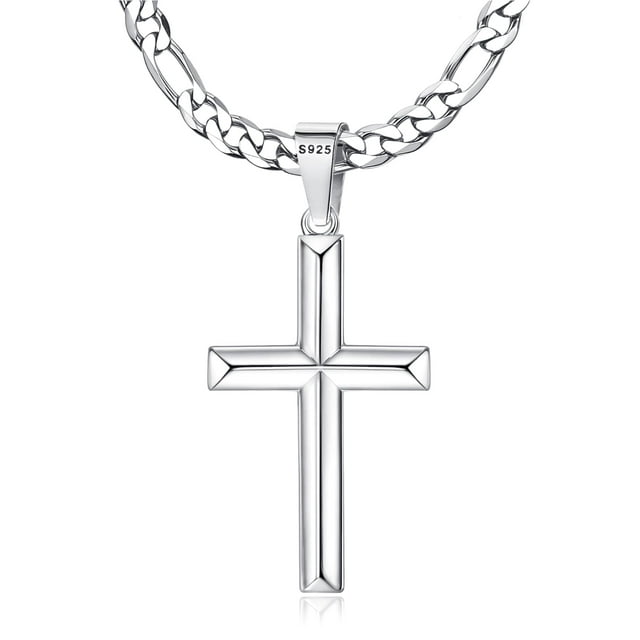Collar MILACOLATO con forma de cruz de plata de ley 925 de 20 pulgadas