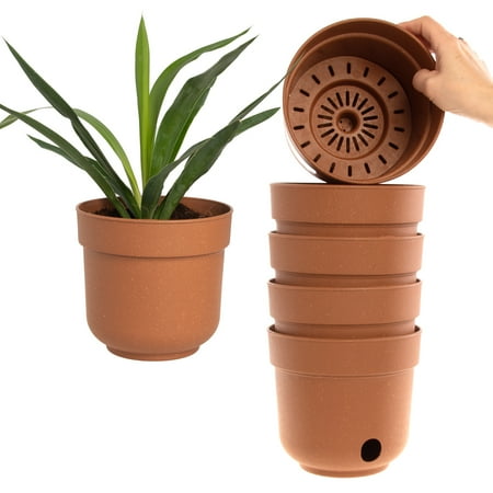 Pod Flower Garden Artist (6 Pack) 6.5 Inch Self Watering Planter Indoor Outdoor Planters Flower Pot With Drainage Hole ()