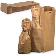 MT Products Wine Gift Bags, Pint Brown Paper Bags Fold Top - Pack of 50