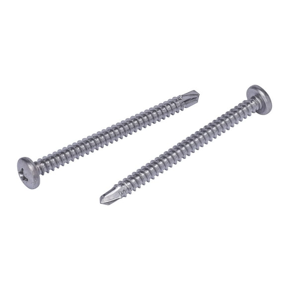 #8 X 2" Bolt Dropper Stainless Self Drilling Pan Head Phillips Screw, 25pc, 410 Steel