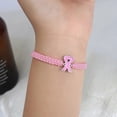 thumbnail image 4 of Breast Cancers Bracelet Pink Ribbon Charm Bracelets Braided Rope Awareness Jewelry for Cancers Center Party Decoration, 4 of 4