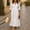 White plus size v neck midi dress a1, variant on Women Plus Size V Neck 3/4 Sleeve Button Down Dot Boho Midi Dress Flowy Casual Loose Maxi Travel Dresses with Elastic Waist, White M