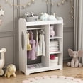 thumbnail image 7 of Kids Storage with Mirror and Hooks,Wooden Dress Up Clothes Rack with Hanging Rod,3 Side Hooks,Storage Shelves and Top Shelf,Toddler Costume Organizer for Playroom,Bedroom,Nursery,White, 7 of 7