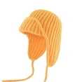 thumbnail image 2 of Beanie With Ear Flaps Woman Winter Hat Knit Hats for Women Beanie Hat Sherpa Earflap With Chin Tie Soft Knit Winter Classic Fleece Lined Caps Snow Headwear Outdoor for Adults Teens, Yellow, 2 of 4