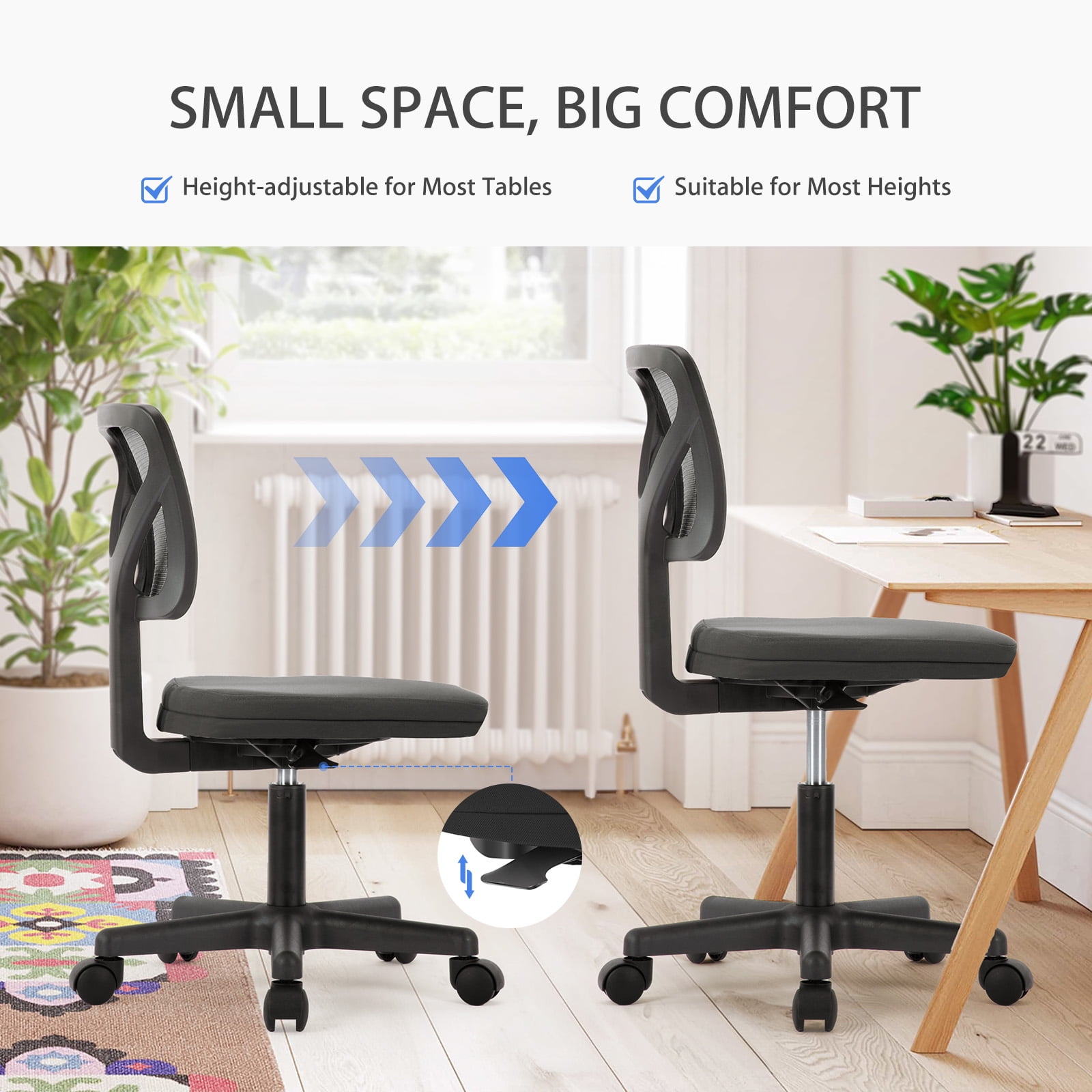 JOINSUN Desk Chair with Lumbar Support & Adjustable Height, 200 lb. Capacity, Black