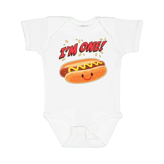 Inktastic Im One Hot Dog First Birthday Boys or Girls Baby Bodysuit