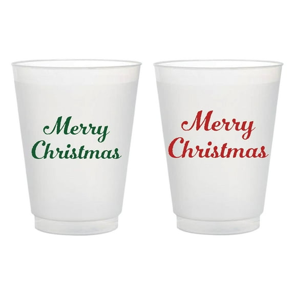 12oz Plastic Frost Flex Cups with Merry Christmas Print (Pack of 12)