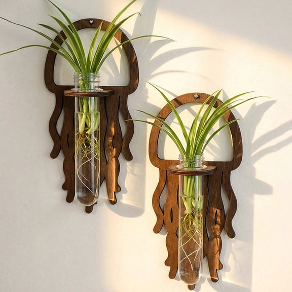 Hugtrea Jellyfish Propagation Stations, Hanging Propagation Station and Wall Planters for Indoor Plants, Wooden Hanging Planter, Boho Wall Decor, Cute Indoor Small Plant Holder