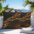 thumbnail image 3 of Throw Pillow Covers 24x24 Inch Set of 2, Brown Marble Waterproof Outdoor Pillow Covers, Gold Abstract Vintage Modern Ombre Art Decorative Cushion Pillowcases for Couch, Sofa, Bed, Garden, Patio, 3 of 9
