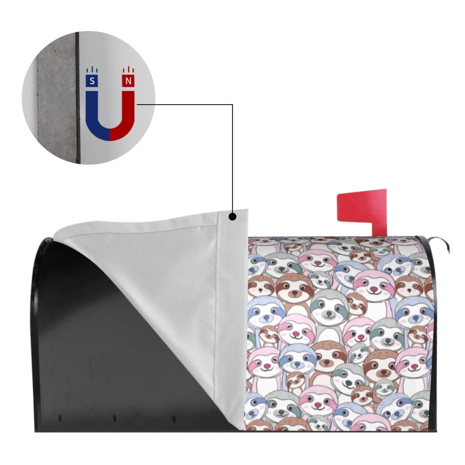 Logiee sloth cartoon Print Post Letter Box Wrap Decor, Mailbox Cover Suitable for Standard Mailbox and Large Size Mailbox,Outdoor Yard Decoration-25.5x21 in