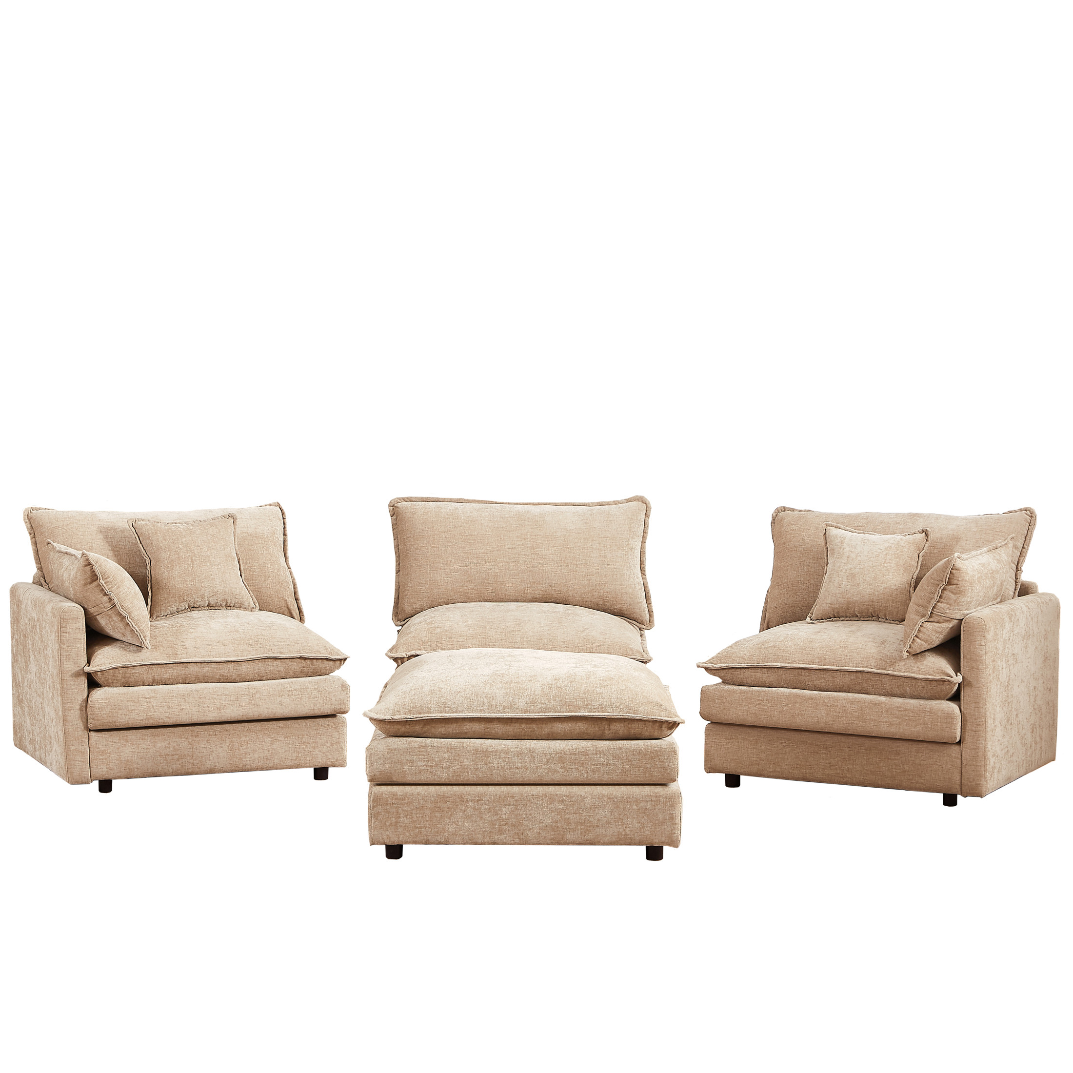 Noble House Stacy 102" Modular Sectional Sofa, L-Shaped Chenille Couch with Movable Ottoman, for Living Room, Coffee