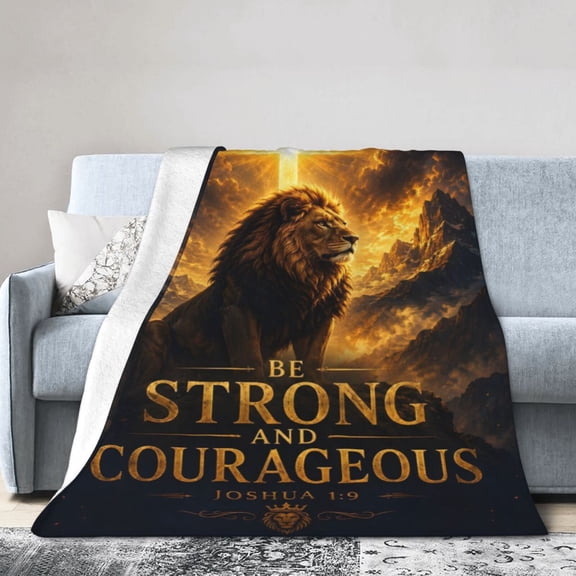 Christian Lion Blanket Gift Throw Blanket Cozy Soft Faith Inspirational Gift for Men Home Decor 50x40