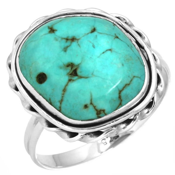 Turquoise Tibetan Women Jewelry 925 Sterling Silver Ring