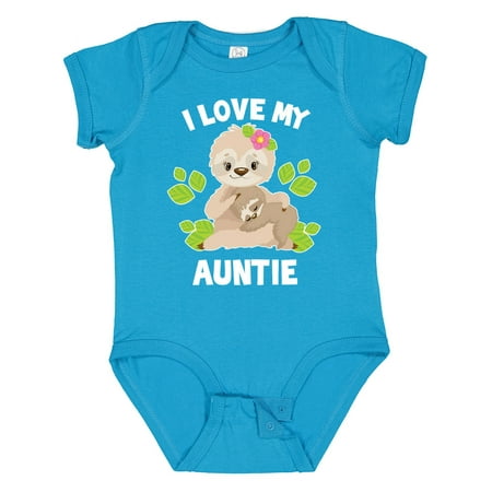 

Inktastic Cute Sloth I Love My Auntie with Green Leaves Gift Baby Boy or Baby Girl Bodysuit