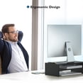 thumbnail image 2 of BONTEC Wooden Monitor Stand Riser, 2-Tier Desk Shelf with Storage Organizer, Ergonomic Computer Stand with Cable Management, Cellphone Holder, Black, 16.5 Inch, 2 of 6