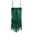 thumbnail image 5 of KHONTS Women's V-Neck Spaghetti Strap Mini Short Dress Tassels Sequin Beaded Party Dress Green XXL, 5 of 5