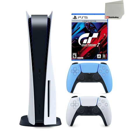 Sony Playstation 5 Disc Version (PS5 Disc) with Extra Blue Controller and Gran Turismo 7 Launch Edition Bundle