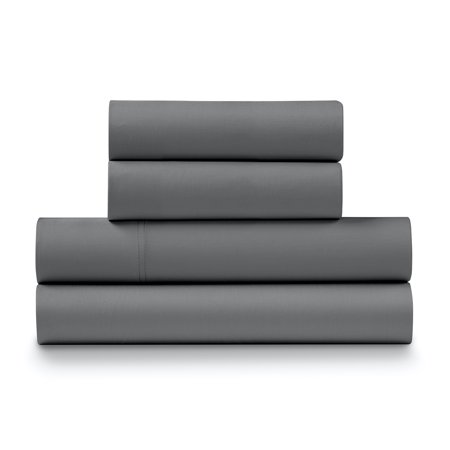 Luxe Cotton Percale Crisp and Cool Sheet Set, King, Charcoal