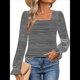 thumbnail image 1 of Blusas Tipo Túnica de Larga Abullonada con Cuello Cuadrado para Mujer, Estilo Casual y Moderno para Otoño Negro M, 1 of 8
