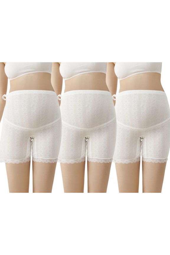 3 Pieces Women's Maternity Postpartum Underwear Cotton Seamless High Waist Lace String Boy Shorts Panties